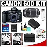 Canon EOS 60D Digital SLR Camera Body with 18-135mm IS Lens & 55-250mm IS Lens + 32GB Card + Case + Accessory Kit