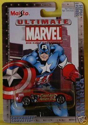 Ultimate Marvel 1:64 Scale Captain America Red Chevy Corvette Die Cast Car Maisto