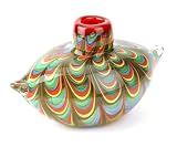 100% Handcraft Murano Glass Art Rainbow Bleeding Color Lamp Shaped Handmade Glass Vase