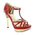 D57 Sexy Ladies Red Platform Heel Sandals Sizes 3-7 UK