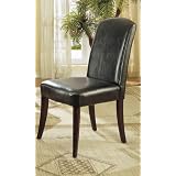 Set of 2 Black Bycast Leather Dining Parson Chairs by AtHomeMart