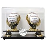 Mounted Memories New York Mets 4-Ball Golden Classic Logo Baseball Display Case