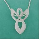 White Mother of Pearl Angel Pendant on Sterling Silver Chain