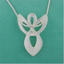 White Mother of Pearl Angel Pendant on Sterling Silver Chain