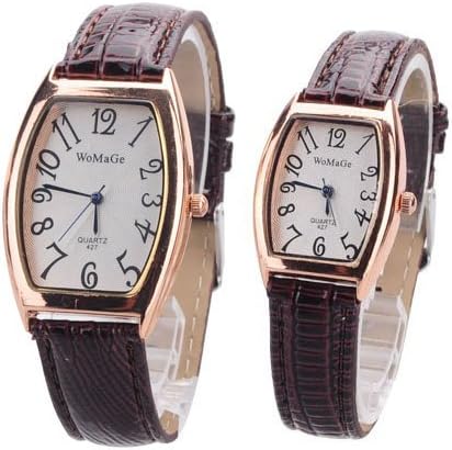2pcs Valentine's day Gift Rectangle Dial Simple Men Women Couple Watch - Brown(39686)