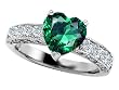 3.00 cttw 925 Sterling Silver 14K White Gold Plated Created Heart Shape Emerald Engagement Ring - Gold Plated Silver