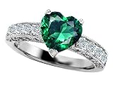 3.00 cttw Original Star K(tm) 925 Created Heart Shape Emerald Engagement Ring in .925 Sterling Silver Size 7
