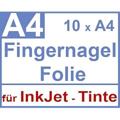 10x Fingernagelfolie A4 - Nagelfolie zum bedrucken mit Inkjet, eigenes Motiv auf Fingernagel gestalten