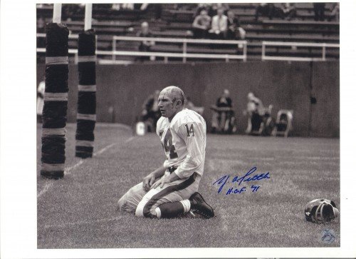 Y.A. Tittle Autographed/Hand Signed New York Giants 16x20 Photo Inscribed HOF '71