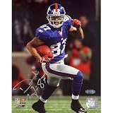 Steiner Sports NFL Domenik Hixon Turning Upfield Blue Jersey Autographed 8-by-10-Inch Photograph