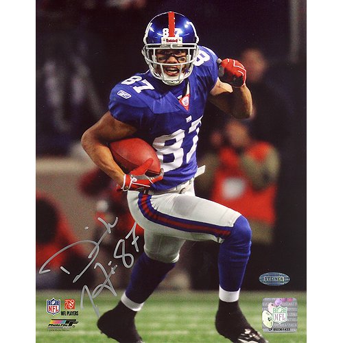 Steiner Sports NFL Domenik Hixon Turning Upfield Blue Jersey Autographed 8-by-10-Inch Photograph