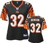 Cedric Benson Black Reebok Replica Cincinnati Bengals Women's Jersey - Small