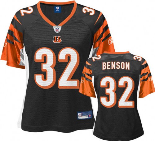 Cedric Benson Black Reebok Replica Cincinnati Bengals Women's Jersey - Small