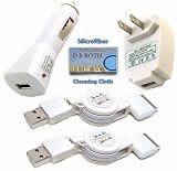 3-in-1 Charging Kit "1000mA" for Apple iPod Touch 2G (2nd Generation), 8GB 16GB 32GB 2G , Includes USB Wall Charger, USB Car Charger, 2 USB Charge/Data Sync Cables w/ IC Chip + DBROTH Microfiber Cleaning Cloth