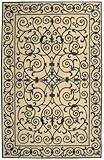 IMAGE OF Safavieh Chelsea Collection HK11I Hand-Hooked Ivory and Navy Blue Wool Area Rug, 3-Feet 9-Inch by 5-Feet 9-Inch