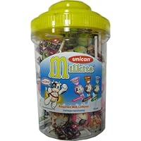Unican Milkita Milk Candy Lollipops, Assorted Flavors, (50 Pieces)