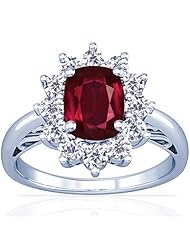 18K White Gold Cushion Cut Ruby Ring With Sidestones (GIA Certificate)