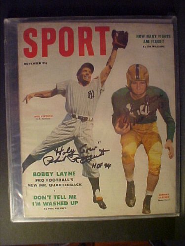 Johnny Lattner Notre Dame & Phil Rizzuto New York Yankees Autographed November 1953 Sport Magazine