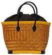 Natural Straw / Beach / Shopper / Tote Bag Small Yellow 16"x10"x8"