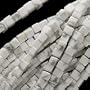 White Howlite 4X4X4mm Square Cube Beads 16 Inch Strand