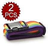 Rainbow Color Luggage Straps, Travel Accessories (2 Pack)