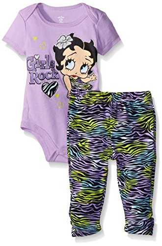Betty Boop Baby Bodysuit and Pant Set, Purple, 6-9 Months