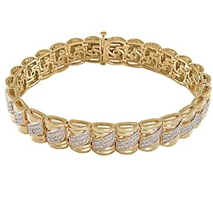 10k Gold Plated Sterling Silver Diamond Shrimp Bracelet (1 10 cttw) by