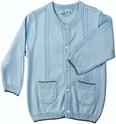 Little Boys Blue Cardigan with Grey Trim