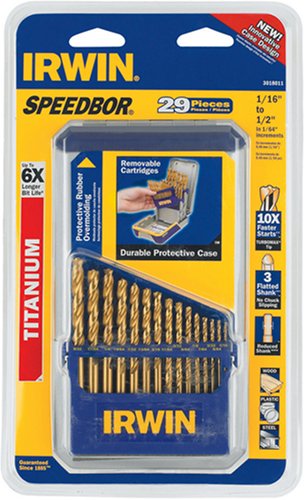 Irwin 3018011 Speedbor 29 Bit 1/16-Inch to 1/2-Inch Twist Drill Bit Assortment in Metal Index Irwin 3018011 Speedbor 29 Bit 1/16-Inch to 1/2-Inch Twist Drill Bit Assortment in Metal Index