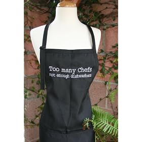Black Too Many Chefs Not Enough Dishwashers Embroidered Apron
