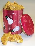 Scott's Cakes Macadamia Nut Brittle in a Red Snowman Can