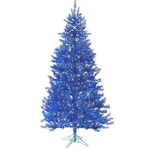 7.5' Carribean Blue Pre-Lit Laser Tinsel Artificial Christmas Tree - Blue Lights by 