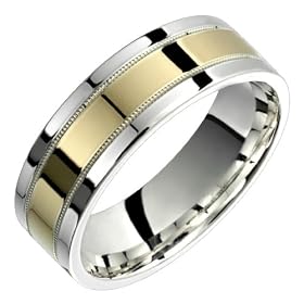 Allegra - Stunning Two Tone Comfort Fit Wedding Band for Him and Her! Custom... by Alain Raphael