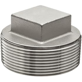 Merit Brass K417-24 Square Head Cored Plug, 1-1/2" NPT Male, Class 150 304 Stainless Steel Cast Pipe Fitting