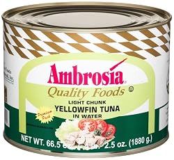 Ambrosia Light Chunk YellowfinTuna In Water, 66.5-Ounce Can