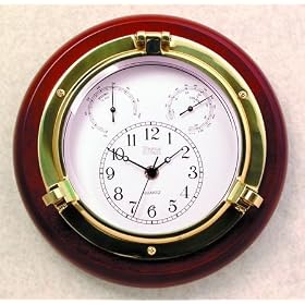 Weems and Plath Porthole Collection Quartz Clock, Thermometer, and Hygrometer by
