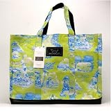 Bungalow Scout Original Dean-O Tote Bag, Twal Y'all Turquoise & Lime Green Country / Beach Scene Print