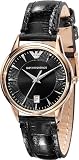 Emporio Armani Classic Black Leather Date Strap Women's Watch #AR2445