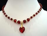 51M3R5V84PL. SL160  Swarovski Crystal Red Siam Heart Necklace Briadal Siam Necklace