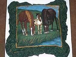 River Run 16" Zippered Throw Pillow Featuring Horses in the wild