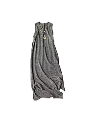 Sleeveless Sweater Winter High-Low-Hem Acrylic/Cotton/Wool/Knit Round Neck Maxi Dress 