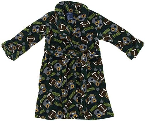 Green Football Plush Bath Robe for Little Boys 3T