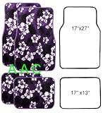 A Set of 4 Universal Fit Hawaii Hibiscus Carpet Floor Mats for Cars / Truck - Purple