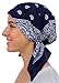 Classic Paisley Design Pre Tied Fitted Bandana Womens Head Wrap Scarf (Navy Blue)