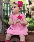RuffleButts Toddler Girls Pink Handmade Knit Flower Sundress