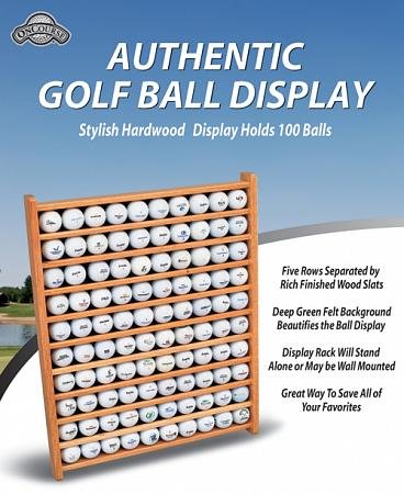 100 Golf Ball Display Rack Oak Finish