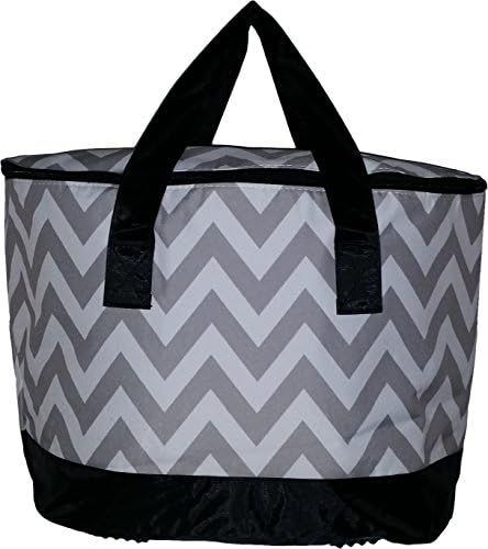 XL Reusable Collapsible Insulated Thermal Cooler Bag Shopper Tote Hot/Cold (Gray Chevron)