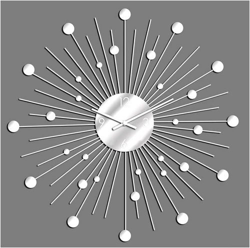 Starburst Retro Wall Clock, Silver