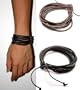2-Pack Leather Black & Brown Bracelets - Adjustable Wristband - Great For Men, Women, Teens, Boys, Girls