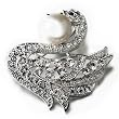 Pearl Goose Brooches And Pins Clear Crystal